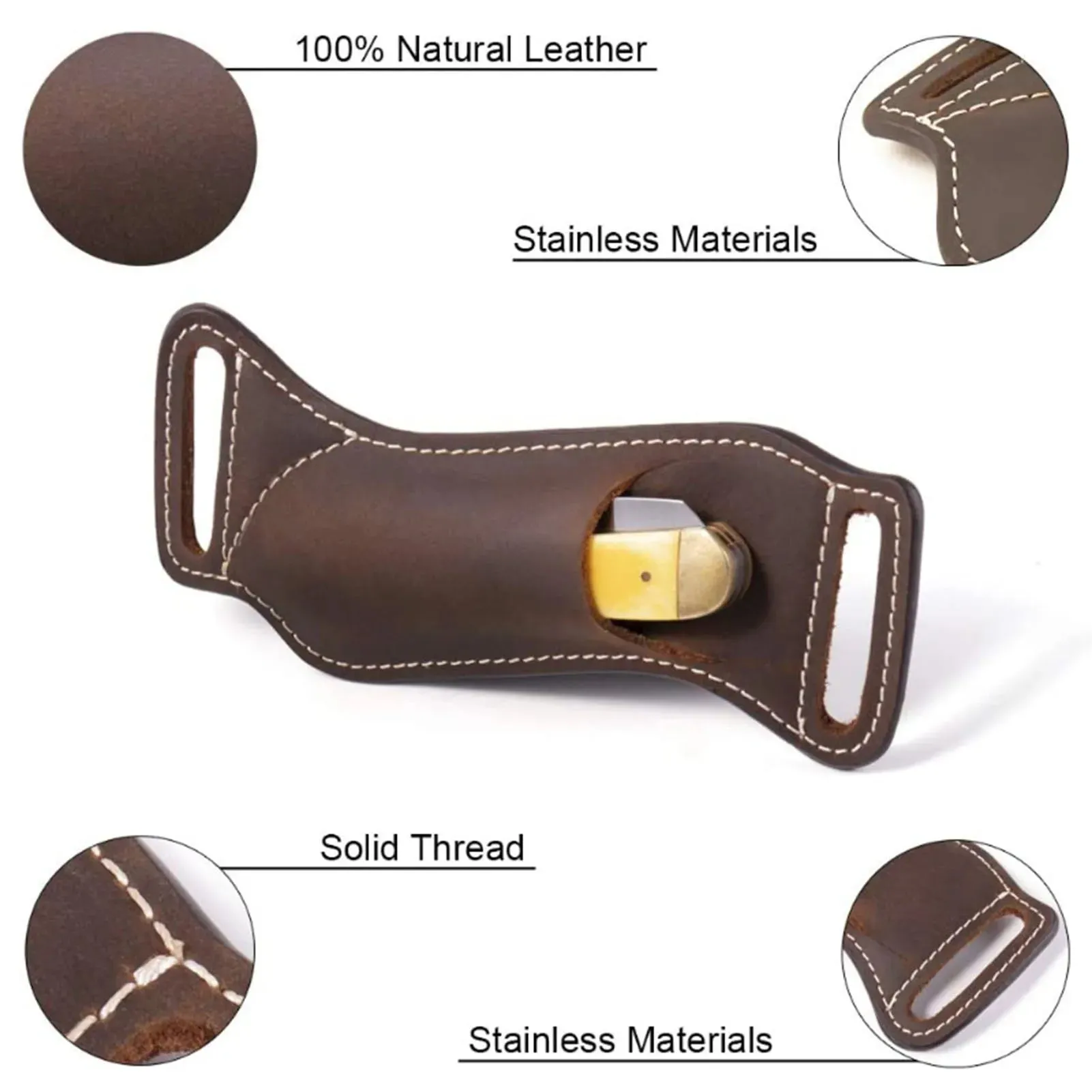 Leather Waist Belt Case Folding Knife Sheath for Belts
