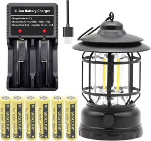 LED Camping Lantern, 3000LM Bright Camping Lights with 6pcs 3200 Battery, Rechargeable LED Lantern, 5 Light Modes Lantern Flashlight for Power Outages / Hurricane / Emergency Camping Accessories