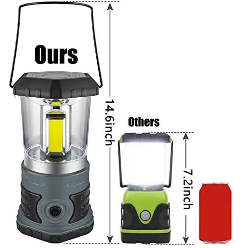 LED Camping Lantern Battery Powered 1500 Lumen COB Camping Light 4*D Batteries