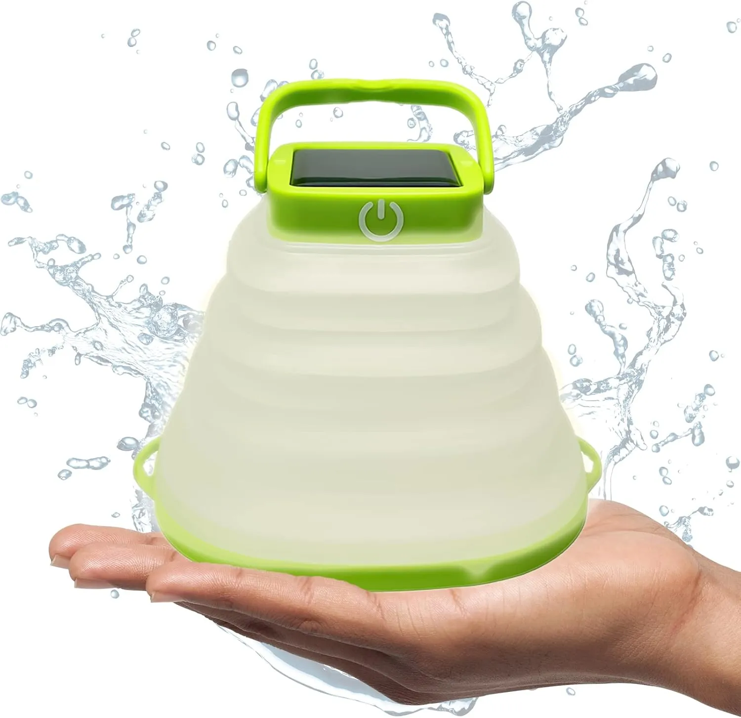 LED Camping Lantern, Collapsible Camping Lamp Rechargeable USB & Solar Powered Outdoor Lights for Camping, Hiking, Backpacking(Green)