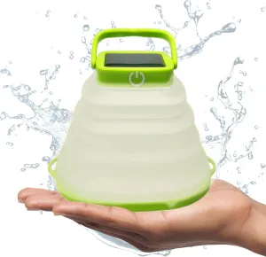LED Camping Lantern, Collapsible Camping Lamp Rechargeable USB & Solar Powered Outdoor Lights for Camping, Hiking, Backpacking(Green)