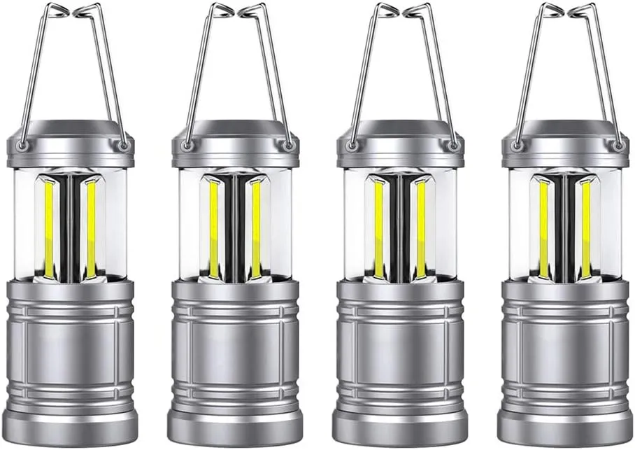 LED Camping Lantern Lights - 500 Lumens Collapsible Camping Lights - Power Outage Lantern Battery Powered for Emergency, Hurricane, Storms, 4 Pack