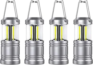 LED Camping Lantern Lights - 500 Lumens Collapsible Camping Lights - Power Outage Lantern Battery Powered for Emergency, Hurricane, Storms, 4 Pack