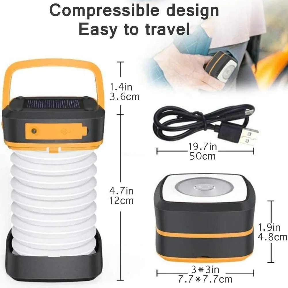 LED Camping Lantern, Solar or USB Chargeable, Collapsible Camping Lights with 3 Light Modes Water-Resistant,for Camping Fishing Hiking Emergency Hurricane(C)