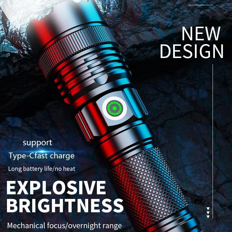 LED Dimmable Flashlight High Lumens - Powerful Super Bright Tactical Flashlights with 4 Modes & Zoomable - Bright Mini Flash Light for Emergency, Camping, Hiking (1 Pack)