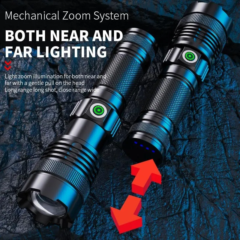 LED Dimmable Flashlight High Lumens - Powerful Super Bright Tactical Flashlights with 4 Modes & Zoomable - Bright Mini Flash Light for Emergency, Camping, Hiking (1 Pack)
