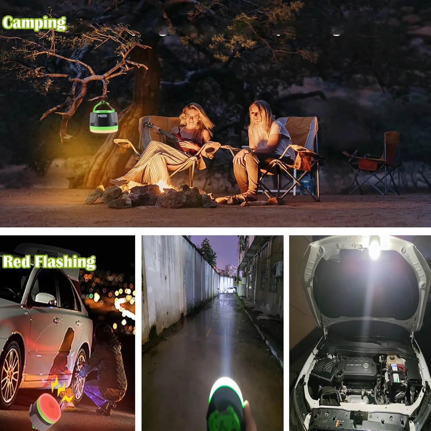 LED Emergency, Hurricane, Clear communication Base, Kit Outage, Survival Lantern, 4400 Magnet Rechargeable Pack Green, Camping for with 1 Large Light Mah, Global reach