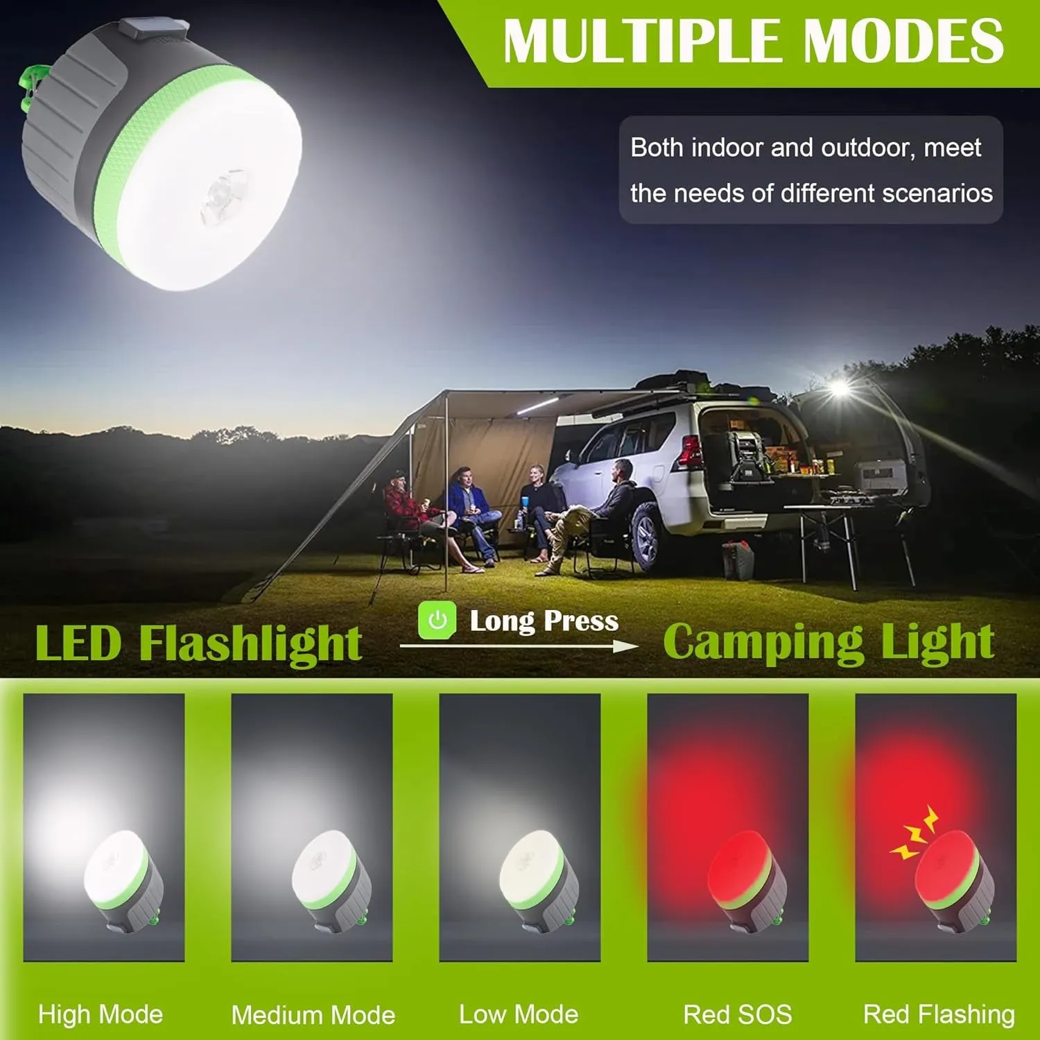 LED Emergency, Hurricane, Clear communication Base, Kit Outage, Survival Lantern, 4400 Magnet Rechargeable Pack Green, Camping for with 1 Large Light Mah, Global reach