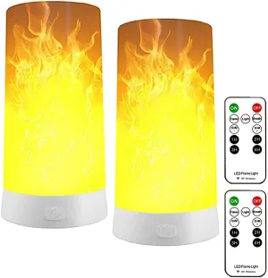 LED Flame Effect Light,4 Modes Fire Lights, USB Rechargable Candle Flame Table Lamp with Remote Contro& Timer Desk Lamp,LED Flame Lights for Garden Bar Camping Party Patio