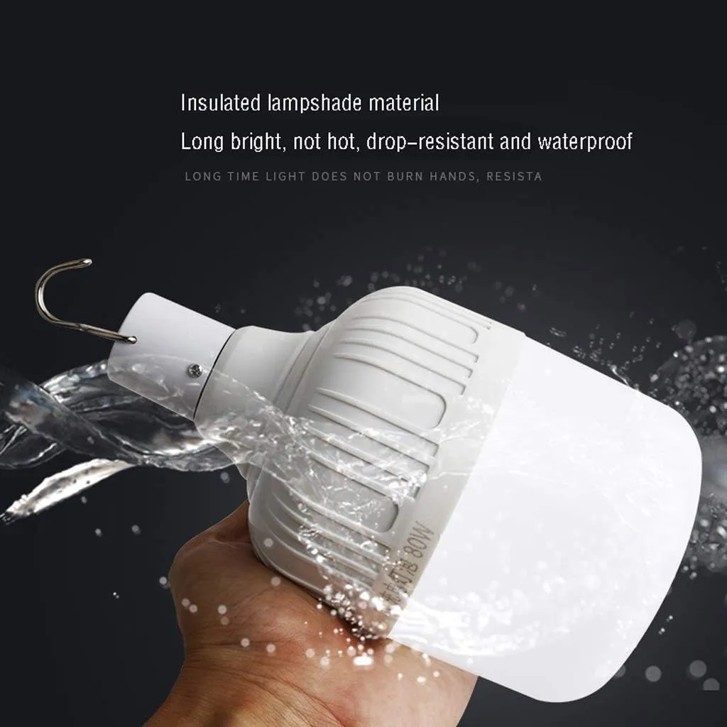 LED Light Bulb 3 Lighting Modes Camping Light Waterproof Outdoor Rechargeable Lamp for Tent Lantern/Patio/Garden/Power Failure/BBQ (Size : 40W)