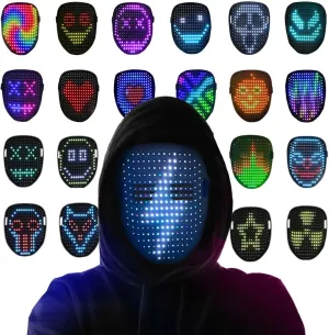 Led Mask with Gesture Sensing LED Lighted Face Mask for Costume Cosplay Party Masquerade Halloween