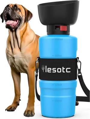 Lesotc Dog Water Bottle, Portable Pet Water Dispenser, Leak Proof Travel Squeeze Water Bottle for Dogs, Puppy Essentials Dog Stuff Accessories for Outdoor Walking, Hiking, BPA-Free, Lightweight
