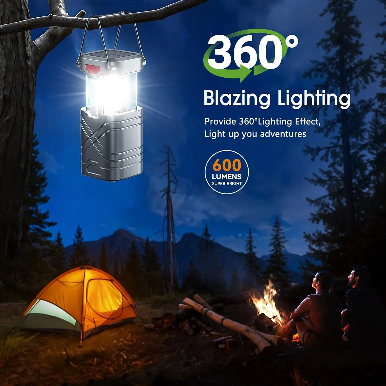 LETMY 4 Pack Camping Lantern, Rechargeable LED Lanterns, Solar Lantern Battery Powered Hurricane Lantern Flashlights with 3 Powered Ways & USB Cable for Emergency, Power Outage, Hurricane Supplies