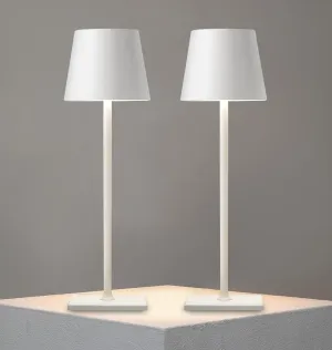 Lewoncci 2 Pack Cordless Table lamp,5200mAh Battery Operated Lamp,3 Color Stepless Dimming Desk Lamp,IP54 Waterproof Outdoor Table Lamps for Restaurant/Bedroom/Bars/Outdoor Party (White-2)