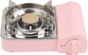 LHX Outdoor Stove Camping Field Gas Stove Portable Gas Gas Stove Mini Cassette Stove (Color : Pink)
