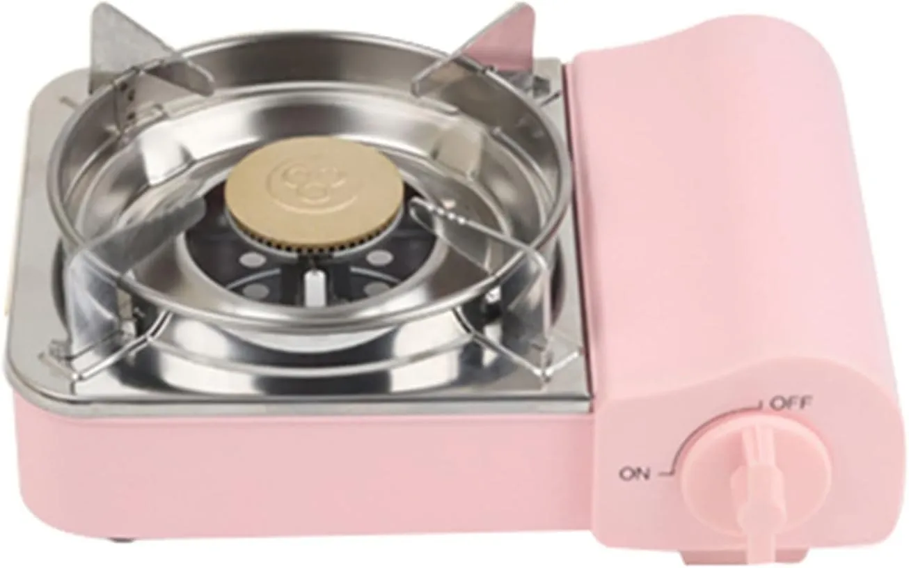 LHX Outdoor Stove Camping Field Gas Stove Portable Gas Gas Stove Mini Cassette Stove (Color : Pink)