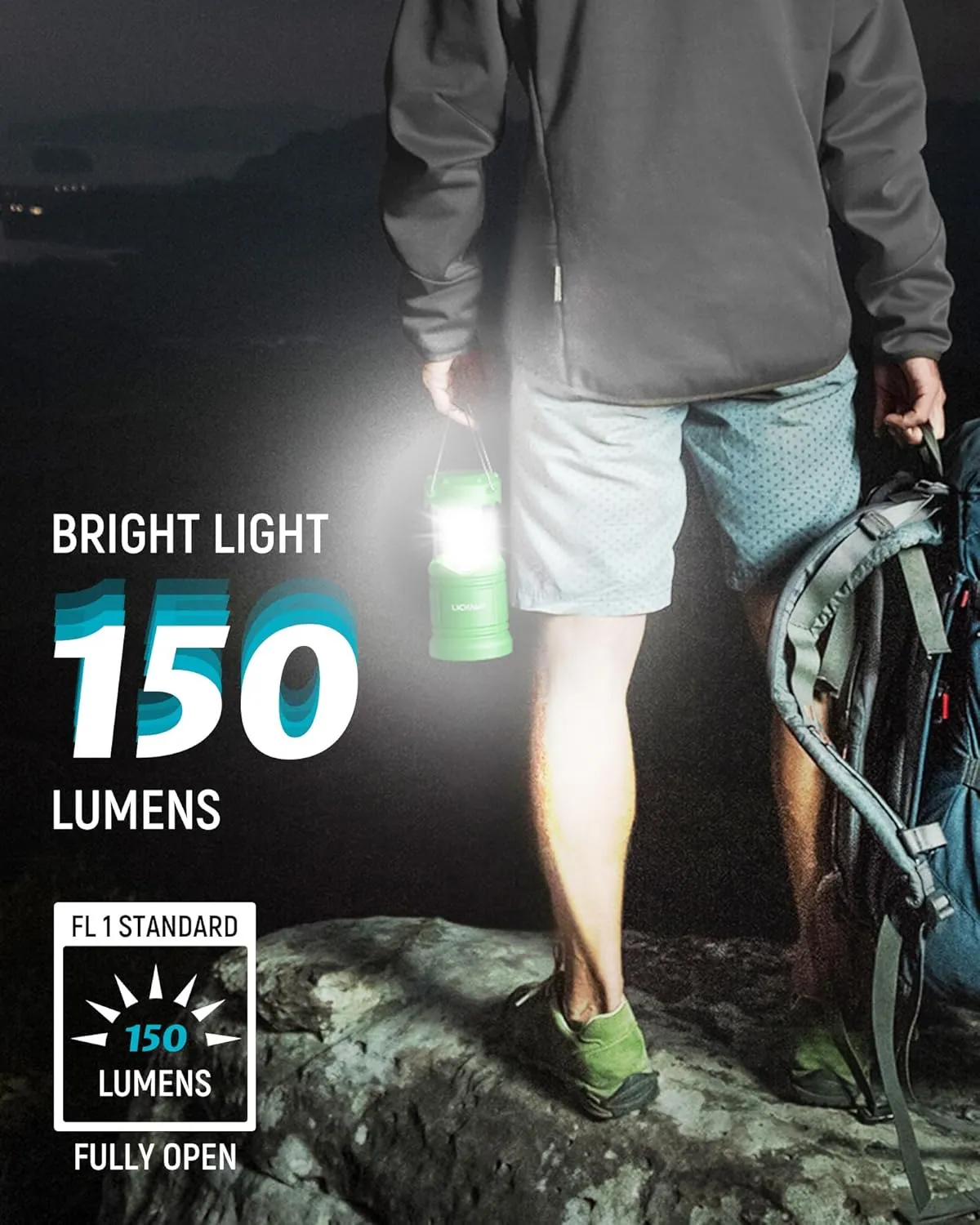 Lichamp 4 Pack LED Camping Lanterns, Battery Powered Camping Lights LED Collapsible Flashlight Portable Emergency Supplies Kit, A4DG