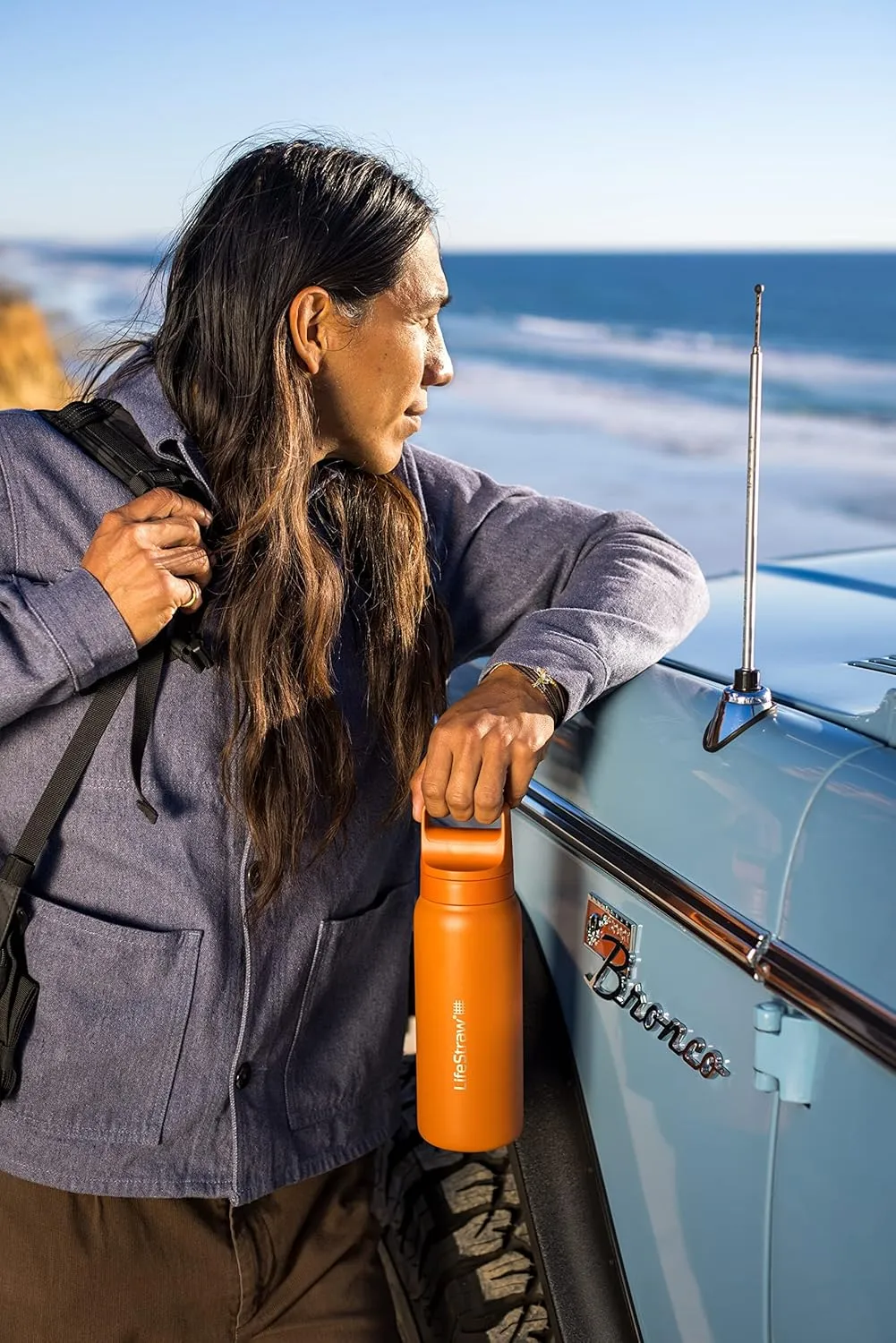 LifeStraw Go Series — Insulated Stainless Steel Water Filter Bottle for Travel and Everyday Use Removes Bacteria, Parasites and Microplastics, Improves Taste, 24oz Kyoto Orange