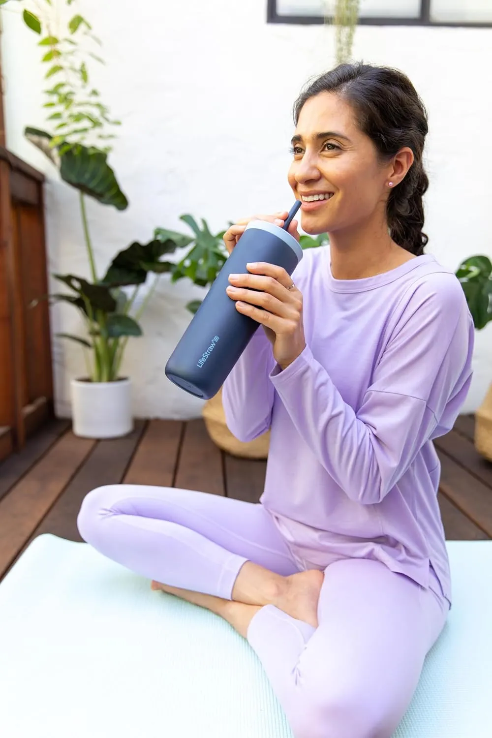 LifeStraw Go Series Tumbler – Double Wall Insulated Stainless Steel Water Filter, Aegean Sea, Designed for Everyday Use, Removes Bacteria, Parasites, Microplastics, and Improves Taste
