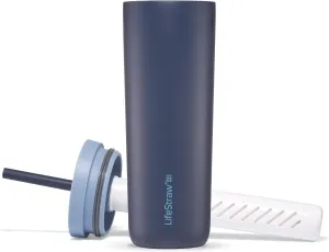 LifeStraw Go Series Tumbler – Double Wall Insulated Stainless Steel Water Filter, Aegean Sea, Designed for Everyday Use, Removes Bacteria, Parasites, Microplastics, and Improves Taste