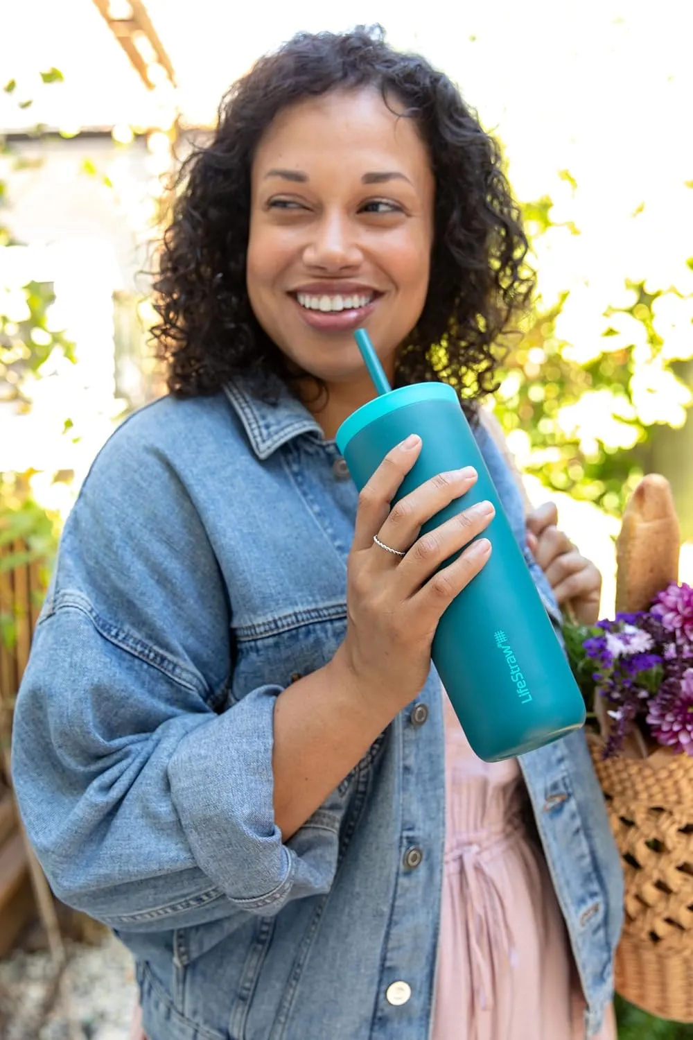 LifeStraw Go Series Tumbler – Double Wall Insulated Stainless Steel Water Filter, Aegean Sea, Designed for Everyday Use, Removes Bacteria, Parasites, Microplastics, and Improves Taste