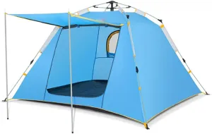Lightweight Instant Pop Up Tent for 3 to 4 Person Automatic Opening Hydraulic Double Layer Portable Automatic Tent Family Camping Tent with Porch
