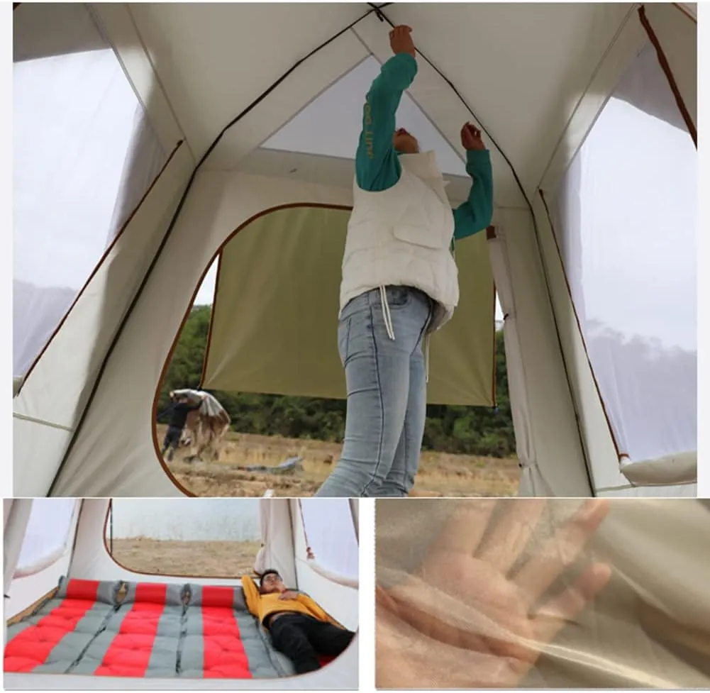 Lightweight Instant Pop Up Tent for 3 to 4 Person Automatic Opening Hydraulic Double Layer Portable Automatic Tent Family Camping Tent with Porch