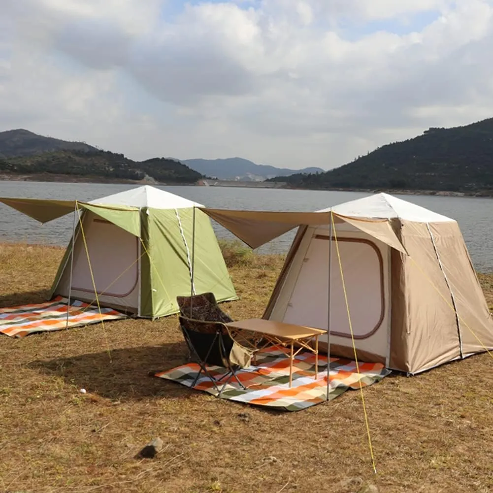 Lightweight Instant Pop Up Tent for 3 to 4 Person Automatic Opening Hydraulic Double Layer Portable Automatic Tent Family Camping Tent with Porch
