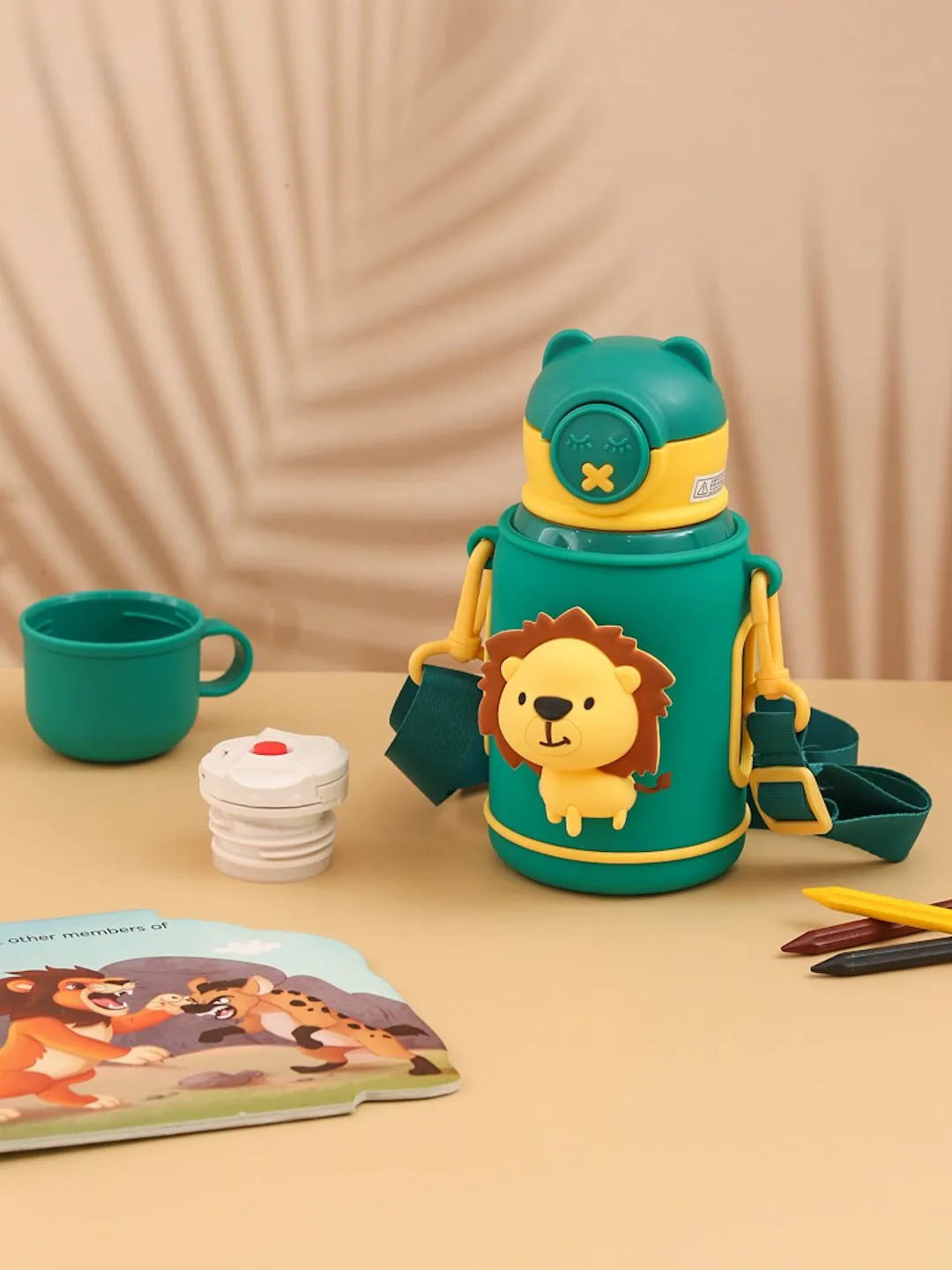 Lion-Themed Kids’ Insulated Hot & Cold Stainless Steel Water Bottle Flask – 450 ML