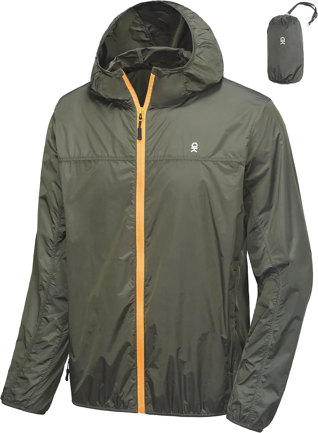 Little Donkey Andy Men's Lightweight Packable Sun Protection Jacket Quick Dry Full Zip Hooded Windbreaker for Hiking