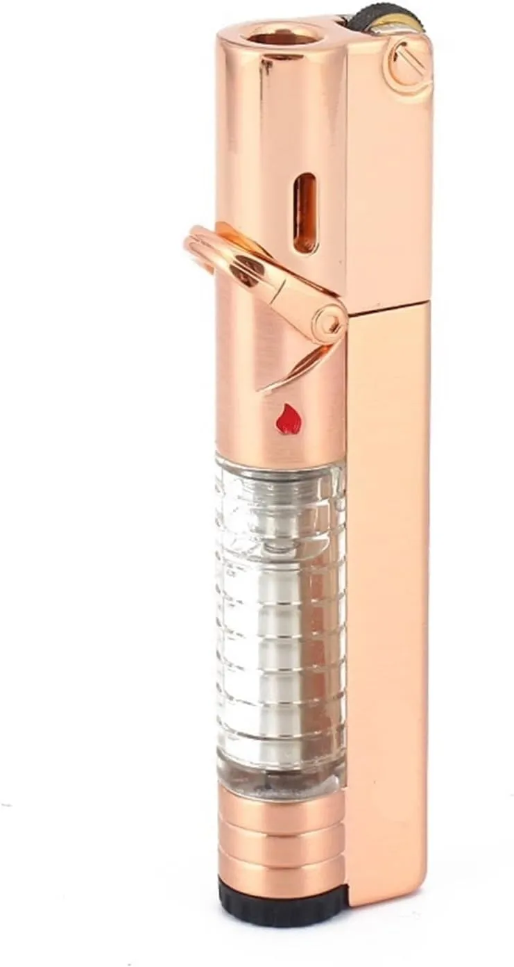Lockable Flame Windproof Lighter, 2024 Butane Fuel Jet Torch, Visible Gas Jet Torch Lighter, Gift for Friends and Family (Butane Not Included)(Gold)