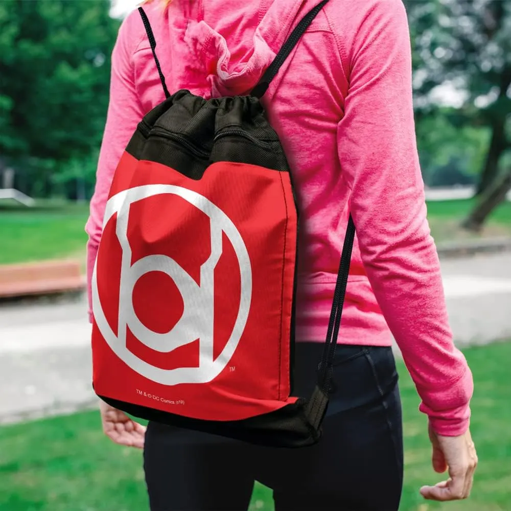 LOGOVISION Green Lantern Blackest Night Red Lantern Logo Drawstring Backpack Sports Bag Sackpack 17" x 13", Perfect for Gym, Yoga or Practice