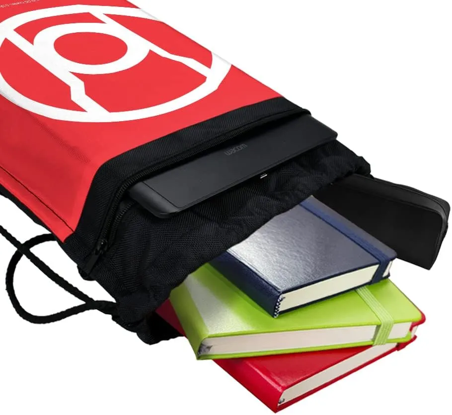 LOGOVISION Green Lantern Blackest Night Red Lantern Logo Drawstring Backpack Sports Bag Sackpack 17" x 13", Perfect for Gym, Yoga or Practice
