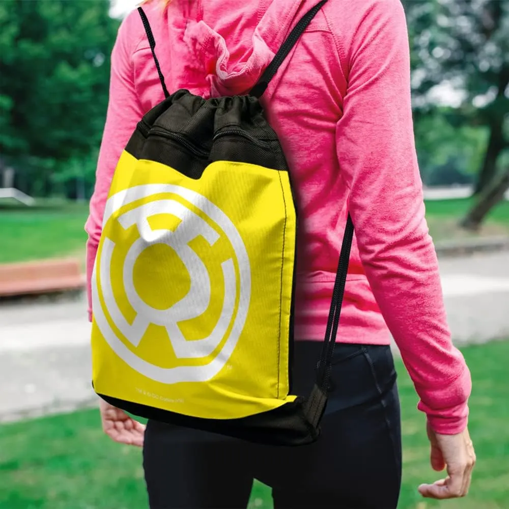 LOGOVISION Green Lantern Blackest Night Sinestro Corps Yellow Lantern Logo Drawstring Backpack Sports Bag Sackpack 17" x 13", Perfect for Gym, Yoga or Practice