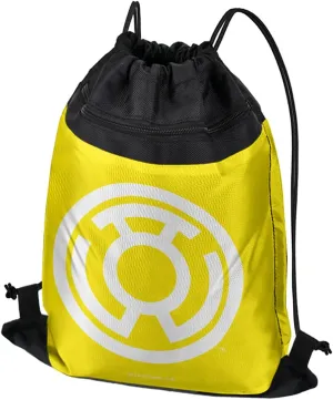 LOGOVISION Green Lantern Blackest Night Sinestro Corps Yellow Lantern Logo Drawstring Backpack Sports Bag Sackpack 17" x 13", Perfect for Gym, Yoga or Practice