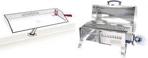 MAGMA Bait Table with Rod Holder & Stainless Steel Cabo Grill Bundle, 31 x 12.5 in & 9 x 18 in Grilling Area