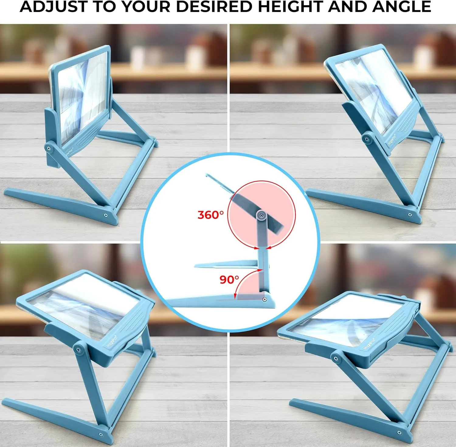 MagniPros 5X Large LED Hands-Free Full Page Magnifying Glass with Detachable Stand & 3 Color Light Modes to Reduce Eye Strain, Ideal for Reading Small Prints, Crafting, Low Vision & Seniors