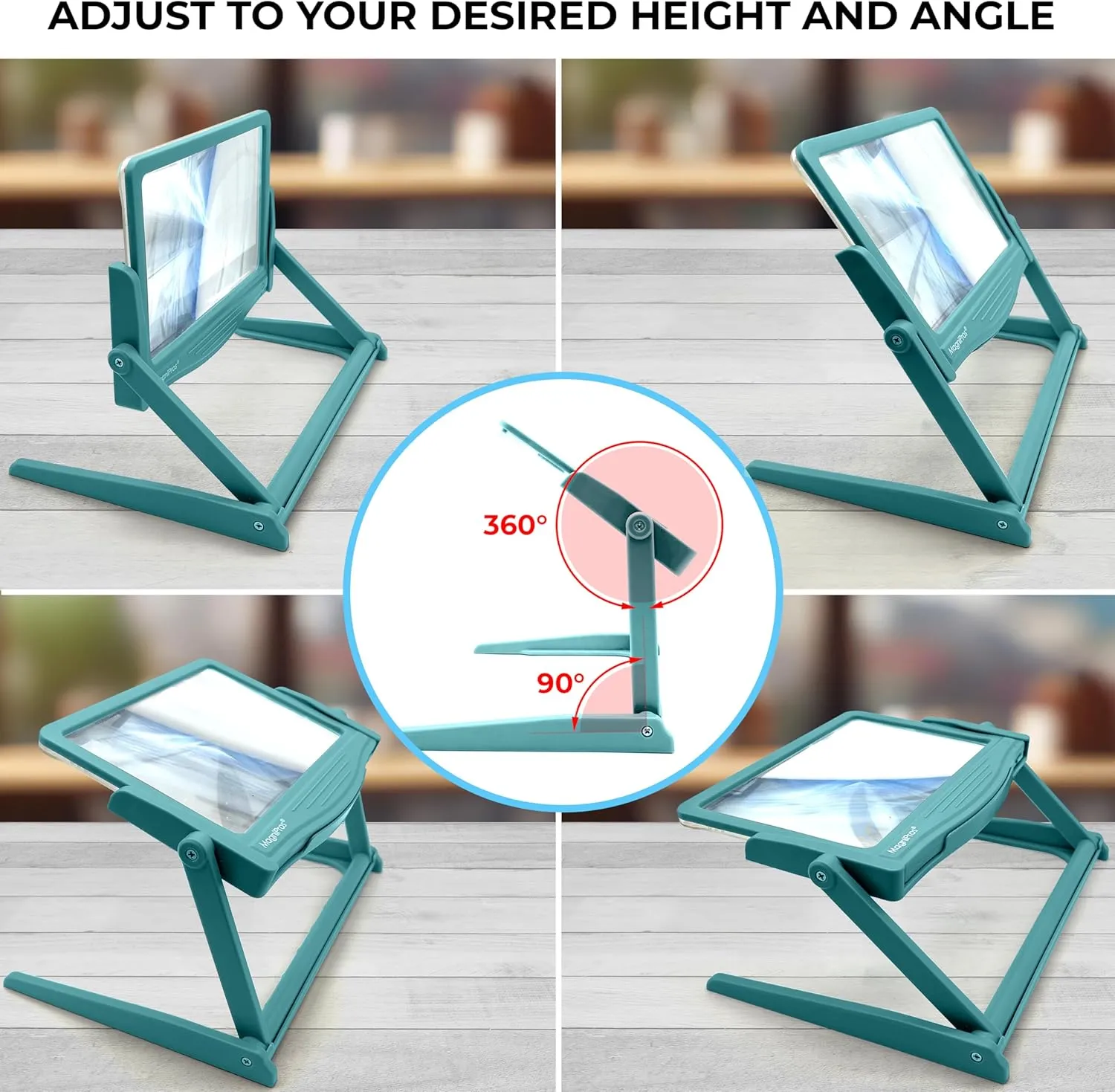 MAGNIPROS Patented 5X Large LED Page Magnifier with Detachable Stand | Eye Caring 3 Color Light Modes & Anti-Glare Lens to Reduce Eye Strain-Ideal for Reading Fine Print, Crafting, Low Vision Seniors