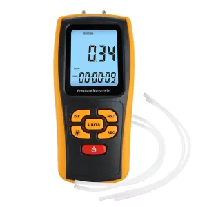 Manometer Gauge, Digital Air Pressure Meter Differential Air Pressure Gauge Dual Port HVAC Gas Pressure Tester Handheld Portable Tool
