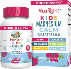 MaryRuth Organics Kids Magnesium Citrate Gummies by MaryRuth's | 2 Month Supply | Sugar-Free | Calm Magnesium Gummies for Kids 2  | Bone Health | Calcium Absorption | Vegan | 60 Count