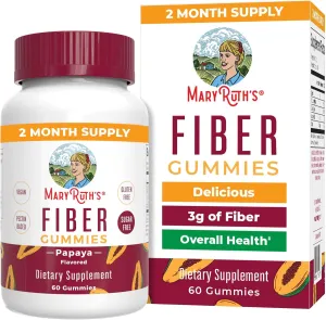 MaryRuth's Fiber Gummies for Adults | 2 Month Supply | Sugar Free | Soluble Fiber Supplement | Gut Health & Digestion Support | 3g Fiber per Gummy | Vegan | 60 Count