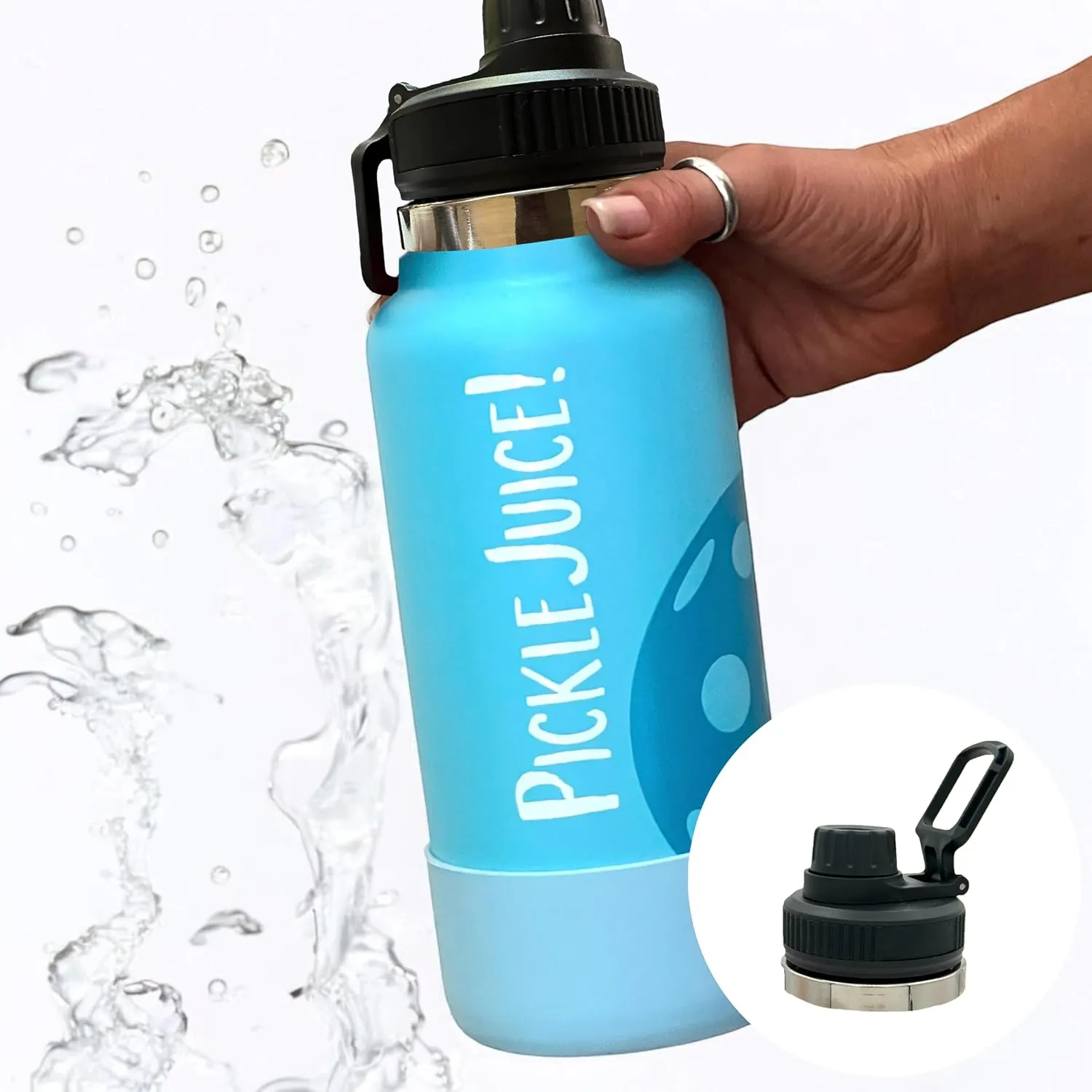 MAUI PICKLEBALL CO.™ Pickleball Water Bottle 32oz Insulated Stainless Steel Water Bottle PickleBall Accessories Pickleball Gifts SWIG Lid with Carry Handle