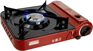 Maxsun Portable Gas Stove MS3800 (Red), 9,560BTU High Power, Camp Stove, Outdoor/Indoor, with Carrying Case