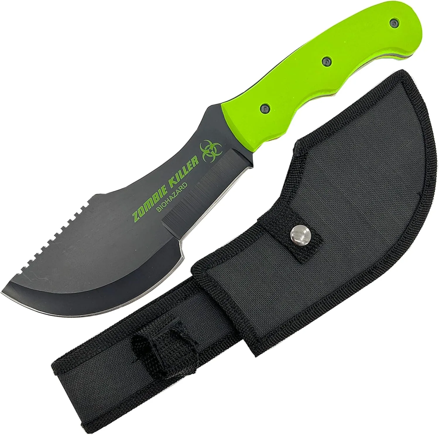MedievalDepot Full Tang Knife (11 Inches) - Premium Stainless Steel Blade, Serrated Spine, ABS Handle, Secure Nylon Sheath - Ideal for Carving, Camping, Hunting, Survival