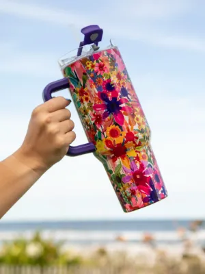 Mega 40oz Tumbler - Bright Flower Garder