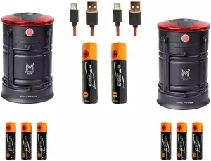 Member Mark 200 Lumens Dual Power 2PK LED Lantern, Rechargeable & AA Alkaline Batteries, USB-C Charging, 3 Retractable Handles, Magnetic Base