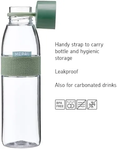 Mepal – Water Bottle Ellipse – Reusable Water Bottle – Leak Proof Drinking Bottle Suitable For Carbonated Drinks – BPA-Free - 500 ml – Vivid mauve