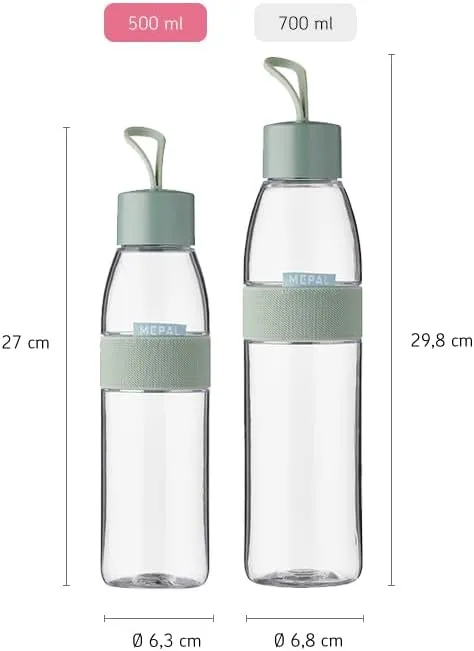 Mepal – Water Bottle Ellipse – Reusable Water Bottle – Leak Proof Drinking Bottle Suitable For Carbonated Drinks – BPA-Free - 500 ml – Vivid mauve