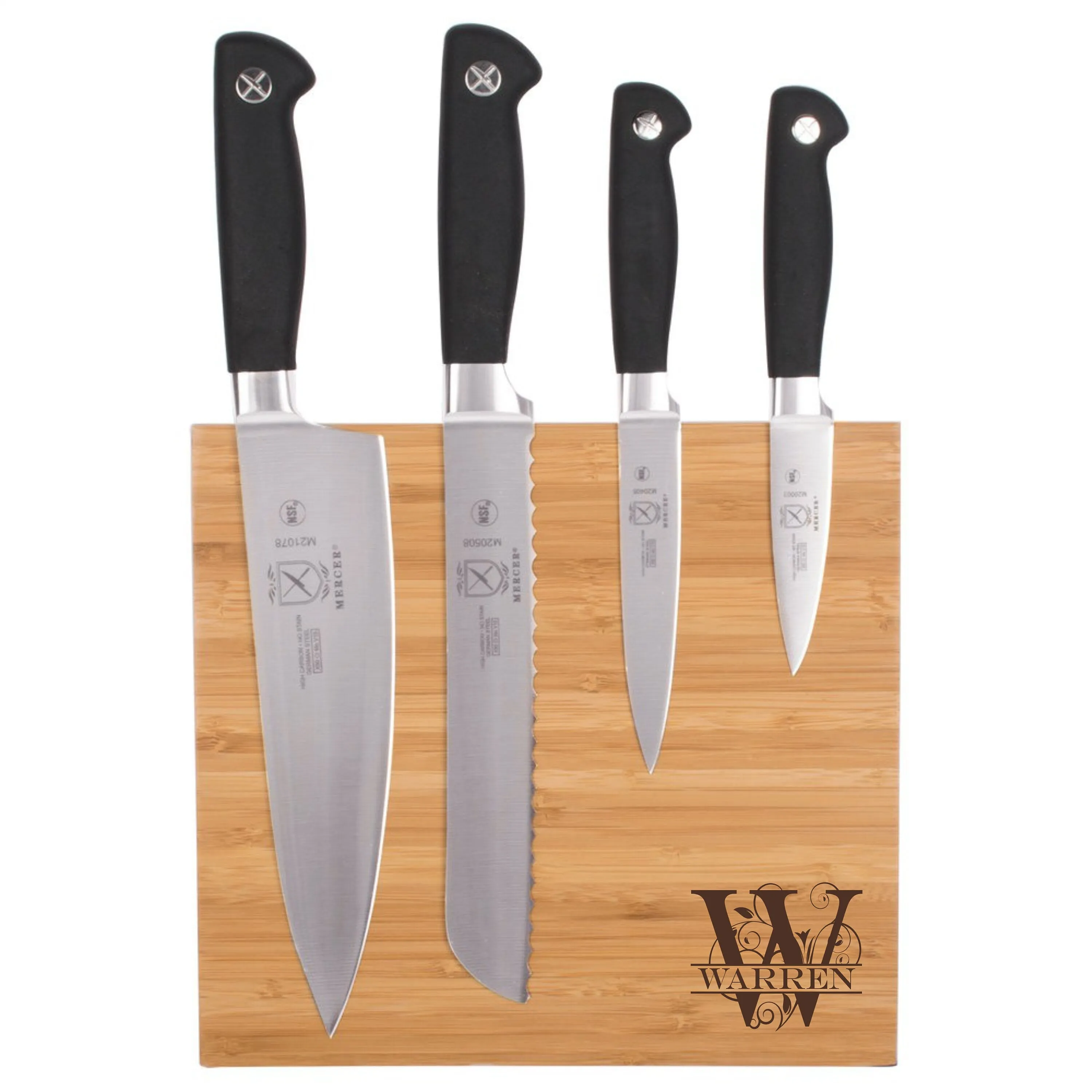 Mercer Culinary M21960BM Genesis® 5-Piece Bamboo Magnetic Knife Block