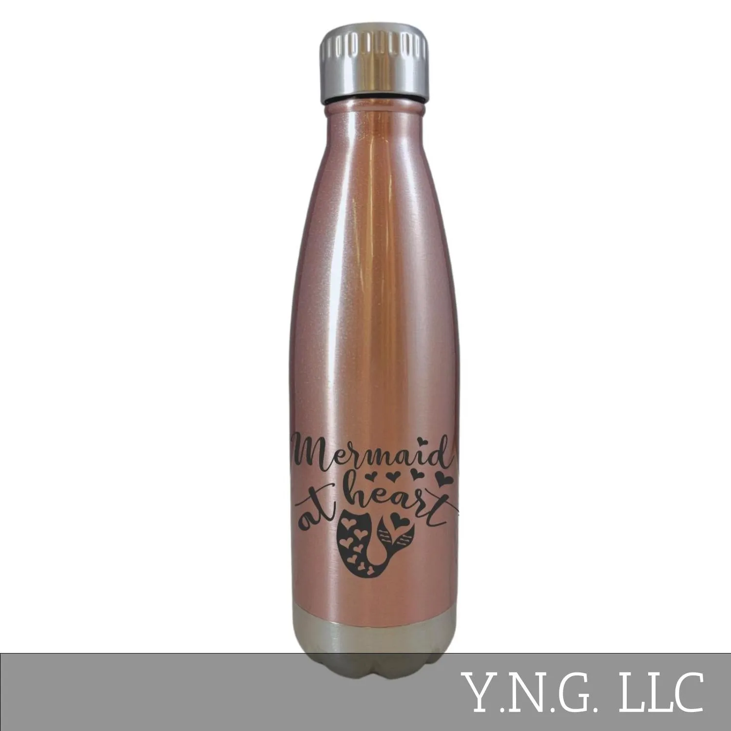 Mermaid At Heart Beach Theme Rose Gold 17oz Water Bottle LA5120